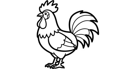 A simple line drawing of a proud rooster, showcasing its vibrant plumage and distinctive comb.