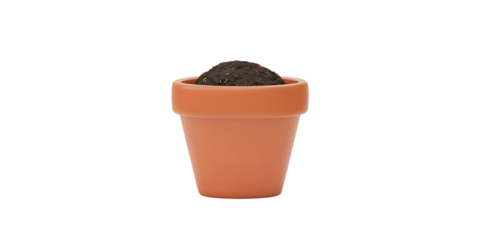 Terracotta pot filled with rich dark soil ready for planting, symbolizing growth and new beginnings