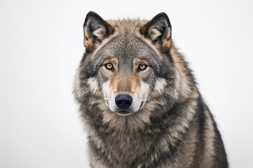 Fototapeta premium Gray wolves standing alone against a white background