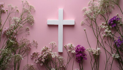 Floraladorned White Christian Cross Set