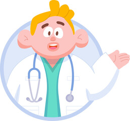 A man doctor's advice in circle pop up 01 (right) illustration transparent design. Dental care concept.