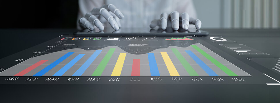 An AI dashboard for business data analysis and performance monitoring. A collection of AI generated charts for strategic company evaluation. Motif