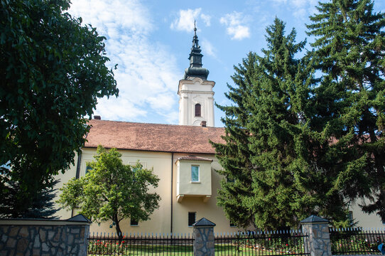 Jazak, Serbia - August 23, 2025: View of Jazak monastery.