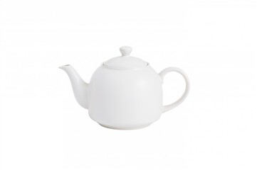 Isolated white ceramic teapot on a plain white surface