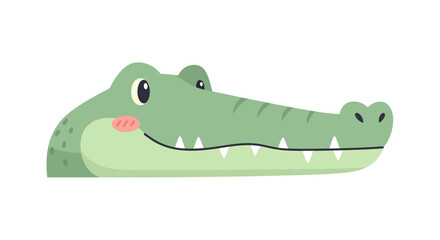 Cartoon crocodile head, friendly expression, simple design, light green color.