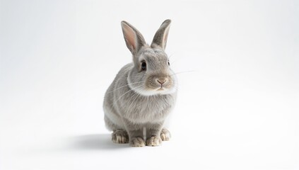 Obraz premium Gray rabbit on a white background