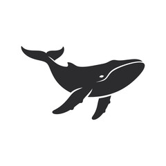 A striking black whale form against a white background silhouette