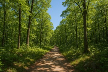 Fototapeta premium A journey through scenic woodland paths amidst natural landscapes