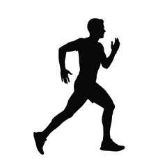 A dynamic running figure captured in a striking black silhouette