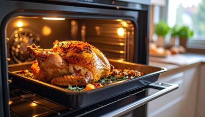 Roasted turkey in oven