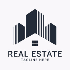 Modern Real Estate Building Logo Design &ndash; Vector Icon | Creative Architecture and Real Estate Company Logo Vector | Clean Corporate Building Logo Template | Professional Real Estate Agency Building