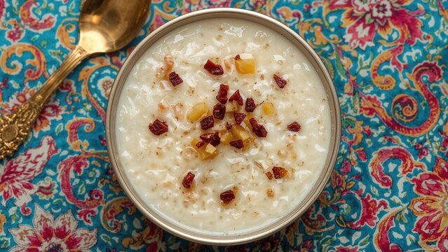 Sweet milk-based vermicelli dish adorned with dried fruits, popular during celebrations