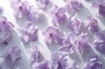 Purple blossoms displayed against a light backdrop