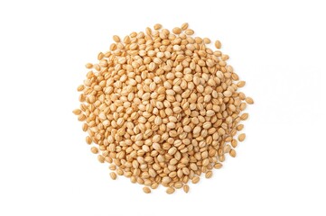 Dry Cereal Seeds Heap, Organic Spelta and Barley Grains on White Surface, Healthy Bread Ingredients Top View