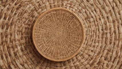 Fototapeta premium Overhead perspective of a rustic wooden basket background