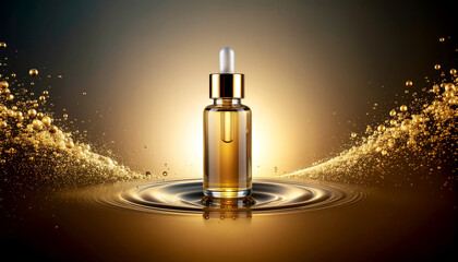 Serum Vial Floating Inside Levitating Klein Bottle with Liquid Looping Through Dimensional Folds for Topological Elegance Skincare Visuals