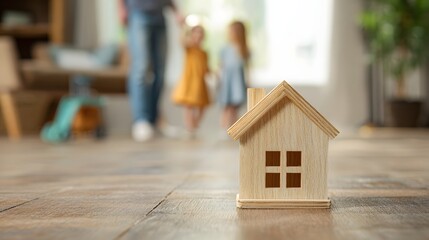 Miniature Wooden House Symbolizing Family Home and Future Aspirations.