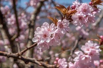 Naklejka premium Springtime Blossoms of the Wild Mountain Cherry