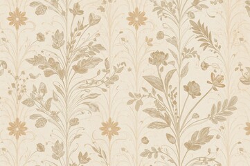 Retro continuous design featuring overlapping curved lines with floral and foliage elements