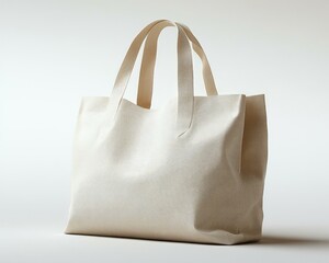 Empty cream-colored canvas tote bag against a plain white background
