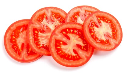 Sliced tomatoes on white background