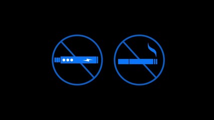 Animated no smoking sign with  circle and cigarette symbol. Perfect for public awareness campaigns, health and safety videos, anti-smoking presentations, medical projects, workplace safety, and educat