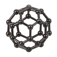 Geodesic sphere molecule model isolated on a transparent background carbon structure