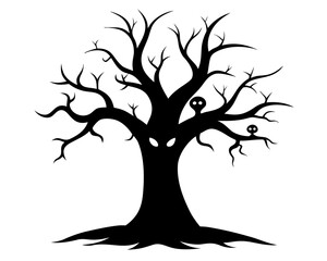 scary tree black silhouette vector,halloween tree black icon