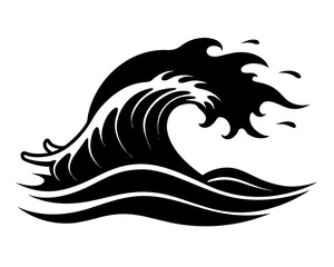 ocean wave black silhouette vector