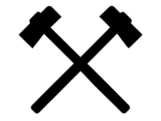 two crossed hammer simple silhouette vector,hammer  icon