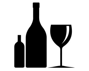 Wine Bottle and Glass simple   silhouette vector