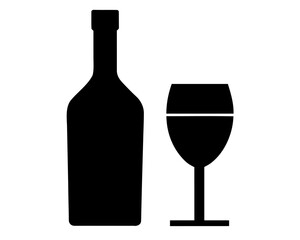Wine Bottle and Glass simple   silhouette vector