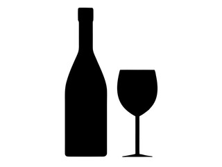 Wine Bottle and Glass simple   silhouette vector