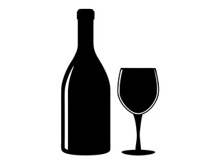 Wine Bottle and Glass simple   silhouette vector