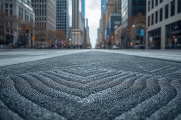 Obraz premium Textured walkway with wave designs in a city environment