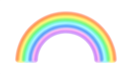 Glowing pastel rainbow arc isolated on a transparent background soft blended