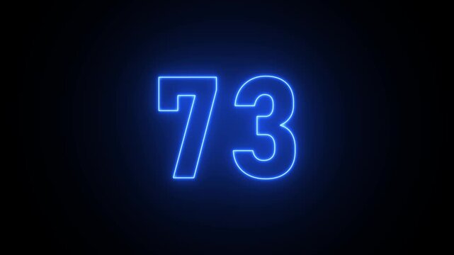 Illuminated Pink Neon Number 73 Against a Black Backdrop seventy three glowing