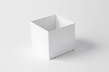 Blank white cardboard box on a plain white surface, mockup