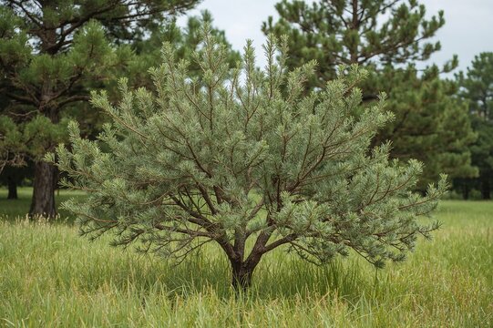 Untamed fruit tree development on conifer branches