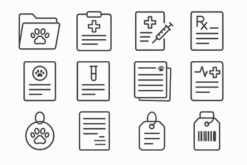 Vaccination history icons card icon results vector pad pet vet report sheet