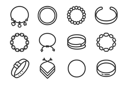 Grid gemstone icons beaded minimalist piece vector bracelet icon chain band bangle