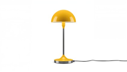 Yellow table lamp on a white backdrop with clipping path