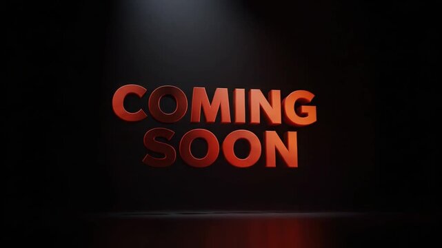 Retro-style 'Coming Soon' text with film grain, classic movie preview title animation