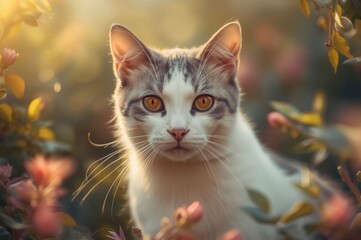 Fototapeta premium Grey and White Feline