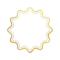 Round wavy golden texture glitter frame on a transparent background.