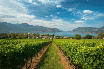 Obraz premium Warm climate and beautiful vineyards in a scenic valley during summer