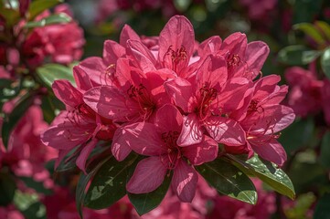 Satsuma Azalea blooming in a lush garden setting with vibrant floral scenery