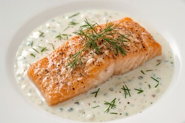 Cream Dill Sauce with Salmon - Studio Shot