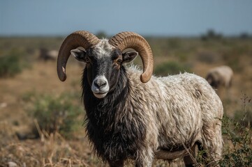 Fototapeta premium Ram from the Sahel region with a monochrome coat