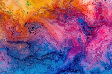 Naklejka premium Translucent alcohol ink hues. Abstract vibrant marble texture backdrop. Creative wrapping paper, wallpaper design. Blending paints. Contemporary fluid art. Ink motif
